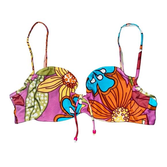 AUTH VTG Christian Dior Retro Floral Print Colorful Bikini Swimsuit Set - Picture 4 of 16